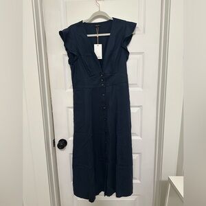 Quince Vintage Wash Tencel Button Front Midi Dress